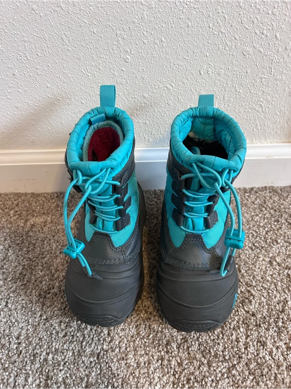 The North Face Kids Teal and Gray Snow Boots with Quick-Pull Laces
